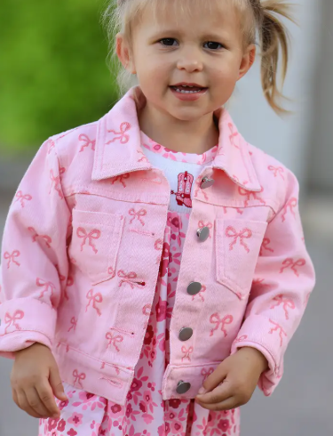 Denim Bow Jacket- Pink