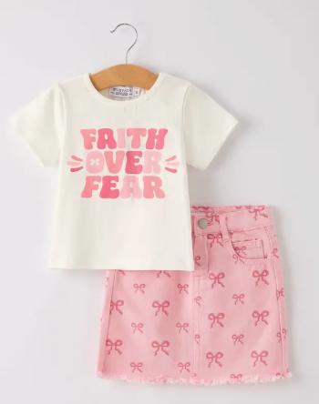 Pink Bow Denim Skirt