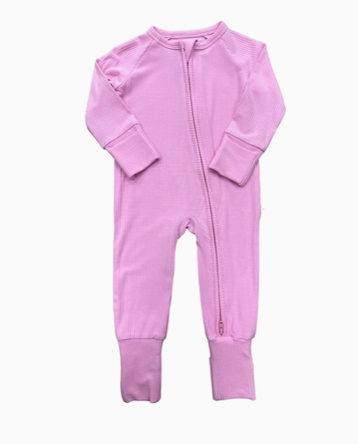 Ribbed Zip Jam- Pink