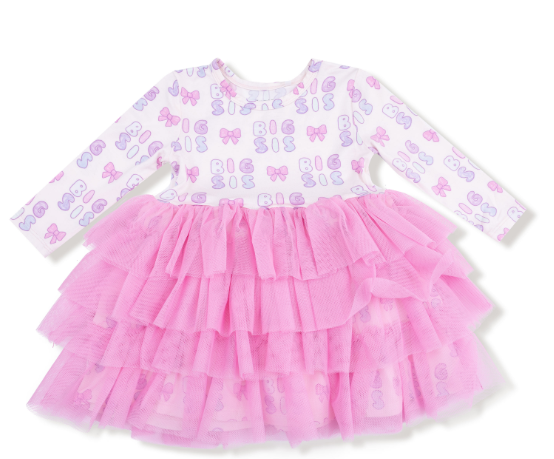 Big Sis L/S Tulle Dress- Pink