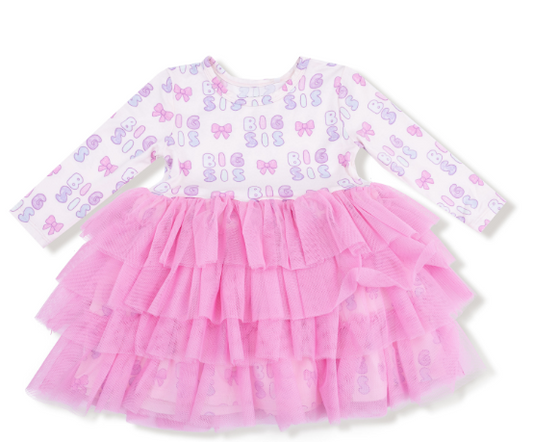 Big Sis L/S Tulle Dress- Pink