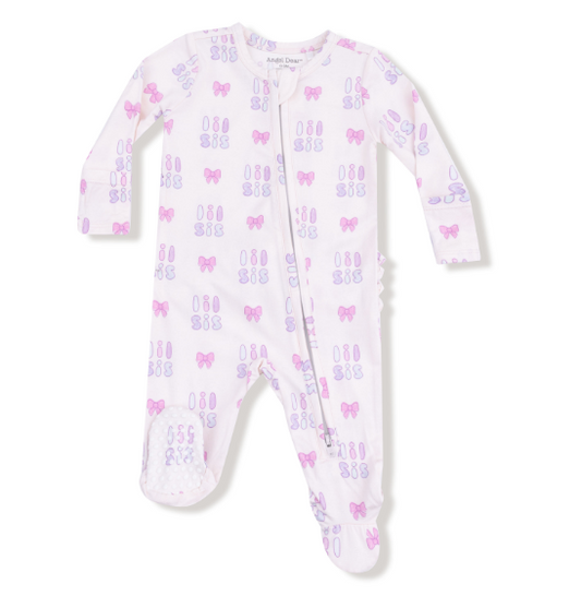 2 Way Zipper Footie w/ Ruffle- Lil Sis