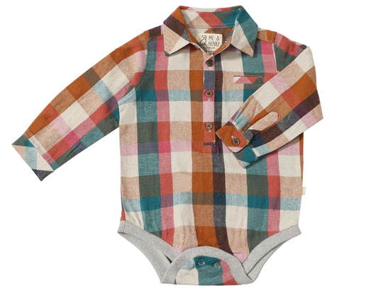 Jasper Woven Onesie- Rust Madras