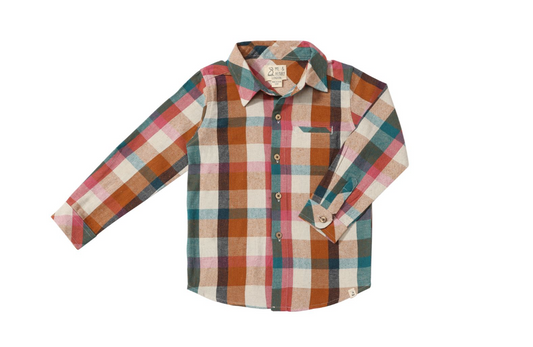 Atwood Woven Shirt- Rust/Turq. Madras