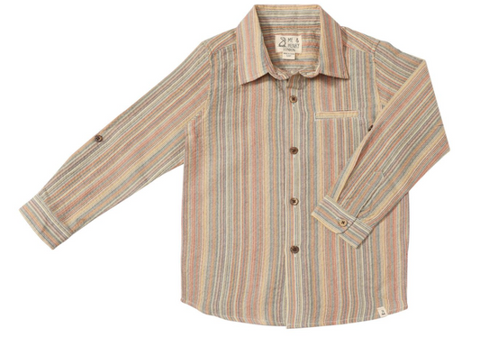 Atwood Woven Shirt- Brown Multi Stripe