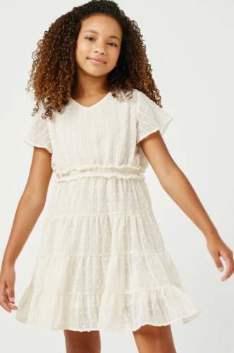 Layla Smocked Dot Dress- Cream