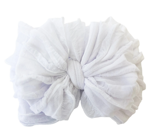 RR Ruffled Headband - White