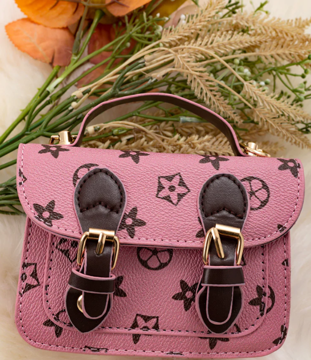 Mauve Brown Start Print Mini Purse