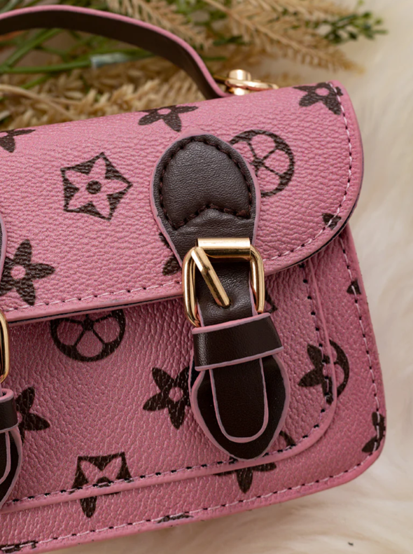 Mauve Brown Start Print Mini Purse