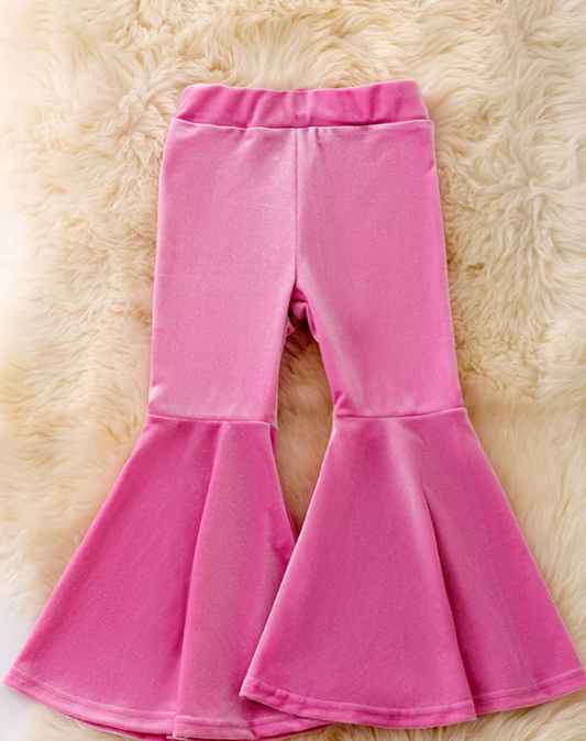 Velvet Bell Bottom Flare Legging - Pink