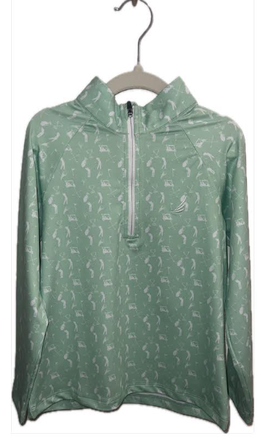 Levi Golf Print Quarter Zip Performance Sweater - Lime