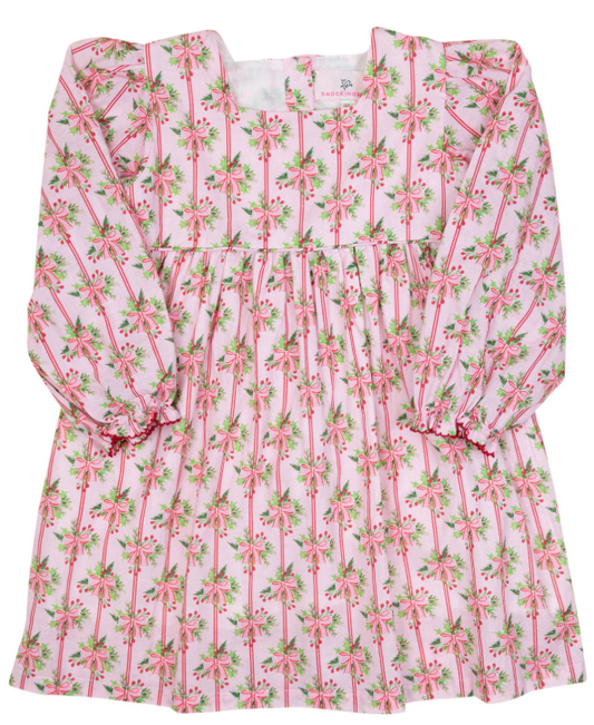 Bow Striped Dress- Pink/Green