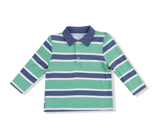 Rugby Polo Shirt- Green & Navy