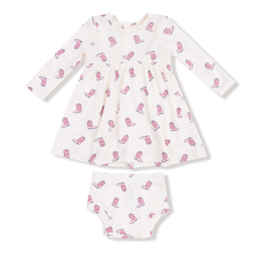 Petite Cowgirl Boots Dress + Bloomer