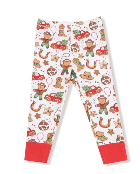 Cowboy Christmas  L/S Loungewear Set - Cream/Red