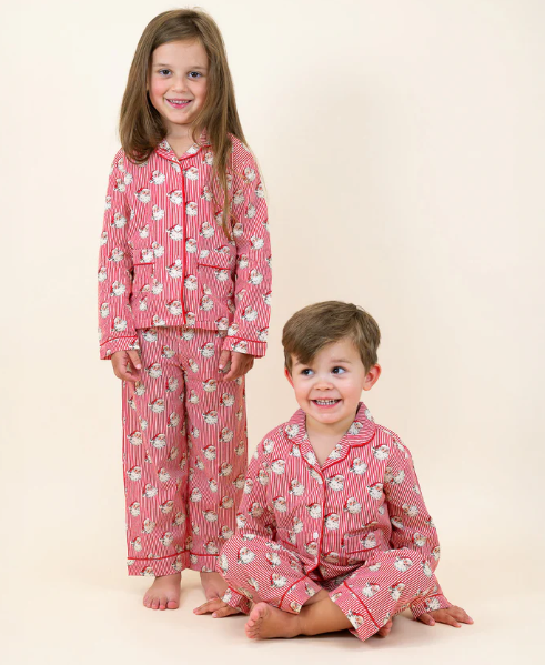 Vintage Santa PJ Set- Red Striped