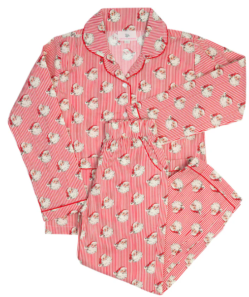 Ladies Vintage Santa PJ Set-Red Striped