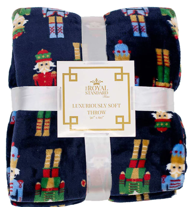 Nutcracker March Throw Blanket- Navy