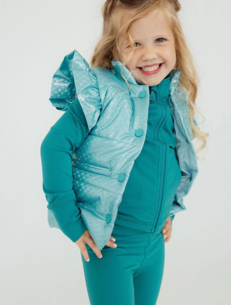 Dot Puffer Vest - Turquoise