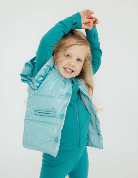 Dot Puffer Vest - Turquoise