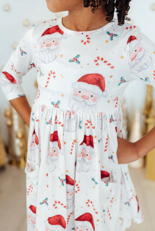 Mistletoe Magic 3/4 Sleeve Pocket Twirl Dress