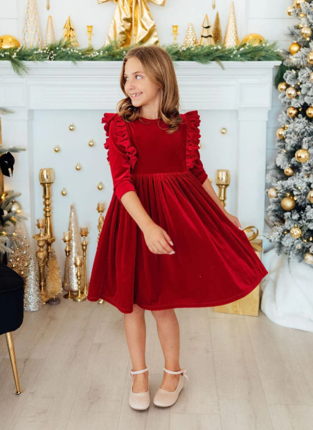 Rosi Twirl Dress- Red Velvet