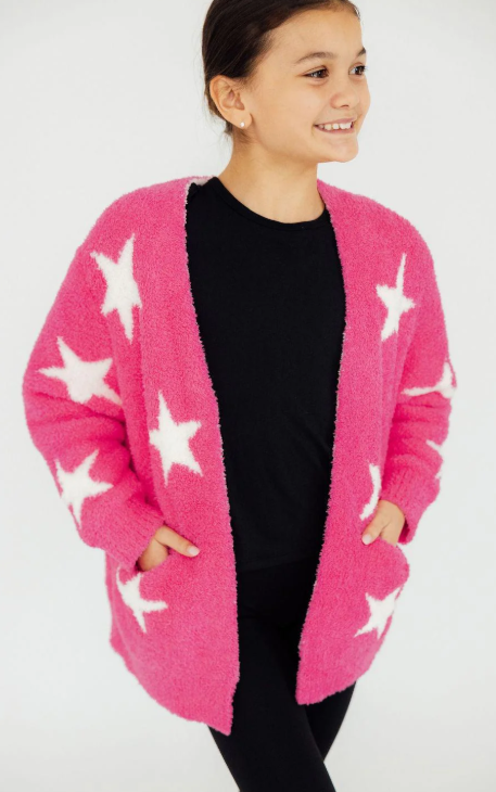 Lany Star Cardigan- Bright Pink