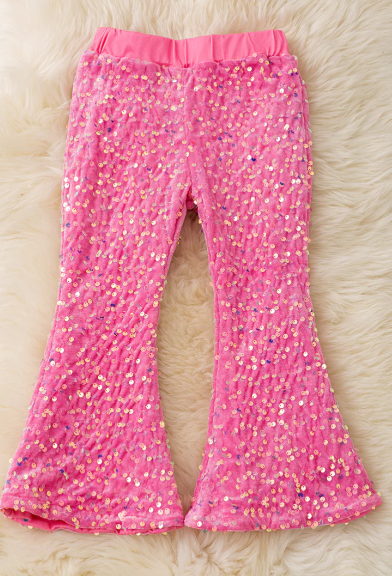 Gypsy Sequin Bell Bottoms-Pink