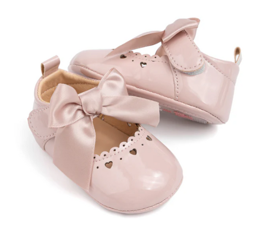 Heart Baby Bow Shoes- Pink