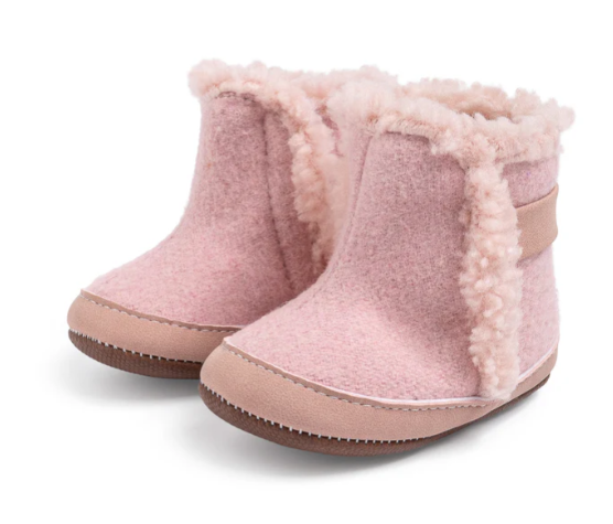 Faux fur baby boots-Pink