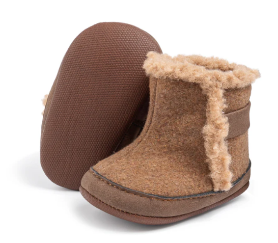 Faux fur baby boots-Brown