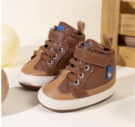 3 Tone apricot pleather baby shoes