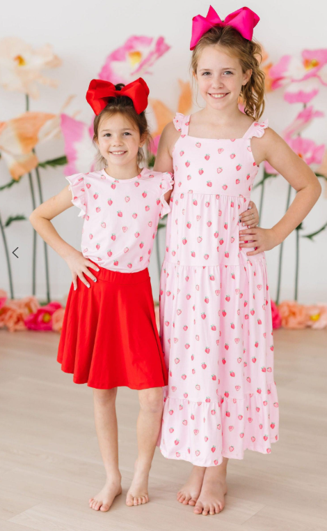 Sweet Strawberries Ruffle Maxi Dress