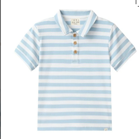 Pale Chambray/White Stripe Polo