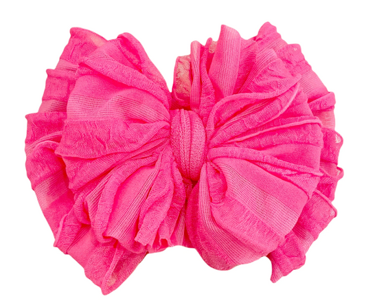 RR Ruffled Headband- Neon Pink