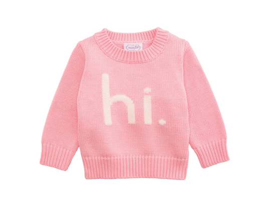 Hi Baby Girl Sweater-Pink
