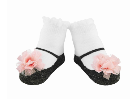 Black And Pink Puff Socks