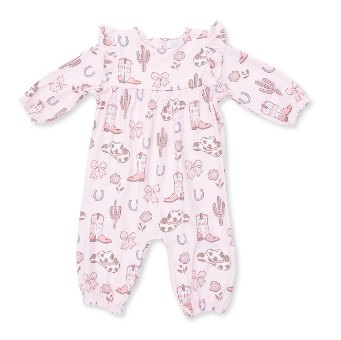 Cowgirl Boots & Bows Ruffle Romper
