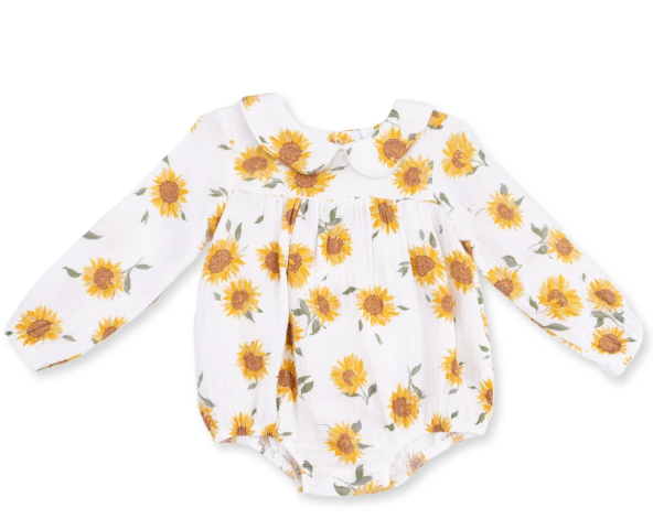 Classic Bubble W/ Peter Pan Collar- Baby Sunflower