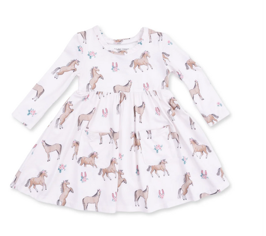 I Love Horses Twirly LS Dress