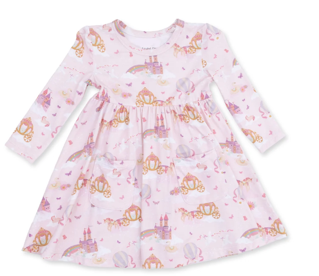Twirly LS Princess Unicorns & Castle Dress w/ Shorts