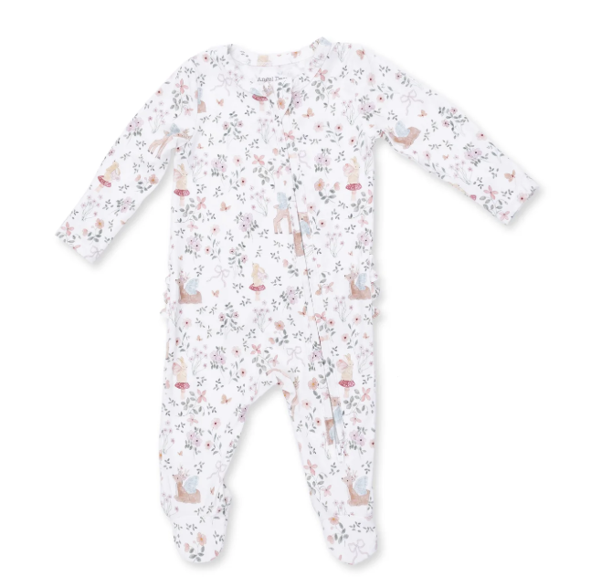 2 Way Ruffle Back Zipper Footie- Enchanted Woodland