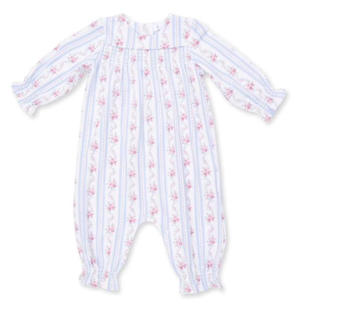 Smocked LS Anna Floral Stripe Romper