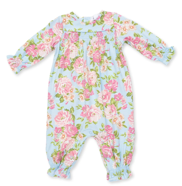 Smocked LS Angeline Floral Romper
