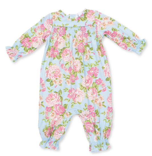 Smocked LS Angeline Floral Romper
