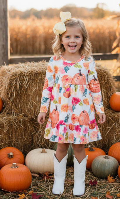 Halloween Pumpkin Dress-White