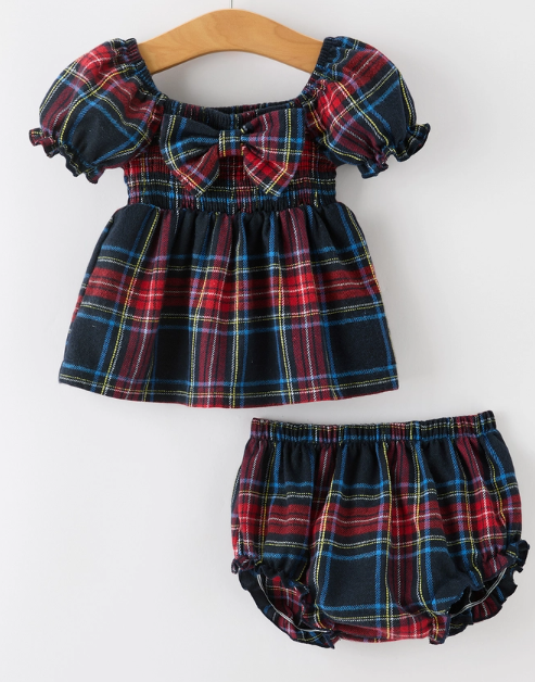 Plaid Christmas Bloomer Set