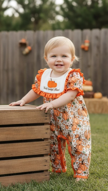 Thankful Grateful Blessed Pumpkin Romper
