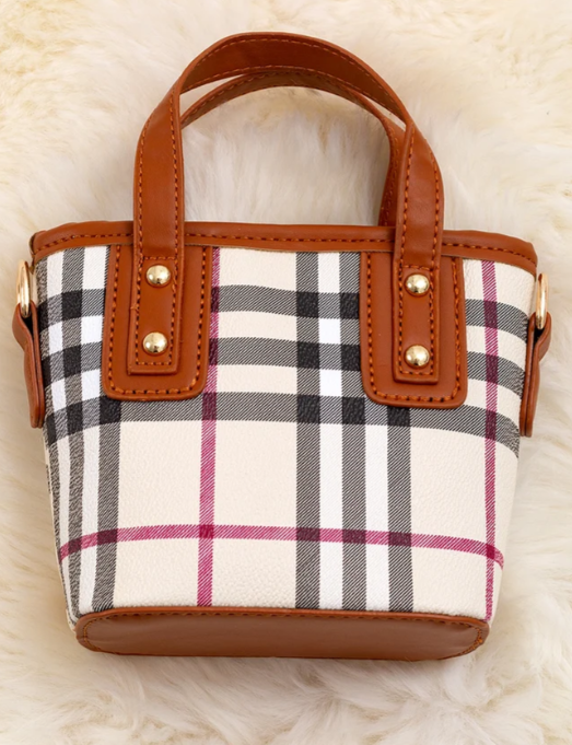 Plaid Printed Mini Tote