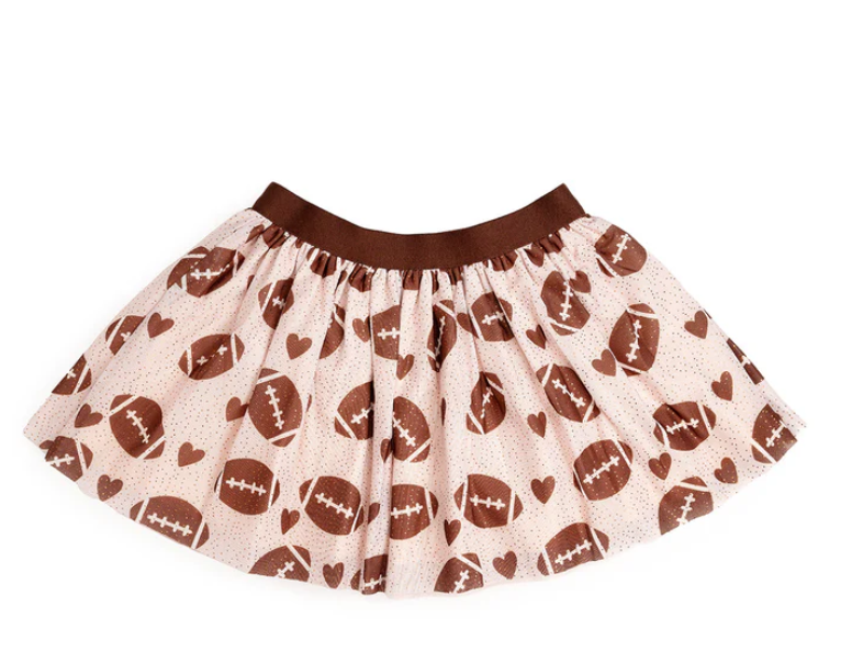 Football Love Tutu Skirt - Cream/Brown